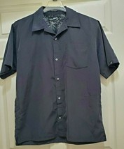 Micros Men&#39;s L Button Up Shirt Black Short Sleeve Fine Quality - £20.76 GBP