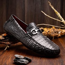 Parma Genuine Caiman Belly Slip On Driving Loafers Black image 6