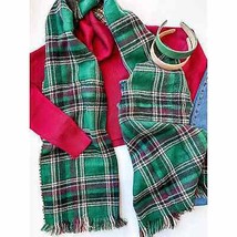 Albin Tartan Plaid Scarf GREEN - £11.87 GBP