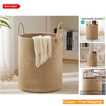 Durable 58L Jute Rope Laundry Basket - Versatile Storage for Home &amp; Nursery - $63.31