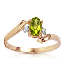 0.46 tcw 14k Solid Gold Green Peridot Gemstone Ring w/ Natural Diamond Size 5-11 - £302.83 GBP