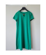 Talbots Dress Small Green Knit Cotton Short Sleeve Metal Accent - $19.99