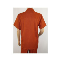 Men 2pc Walking Leisure Suit Short Sleeves By DREAMS 256-09 Solid Papaya image 4