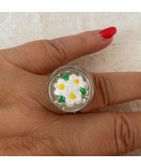 ⭕⭕VTG, never portées, color silver, metal ring, new, adjustable, floral - $11.88
