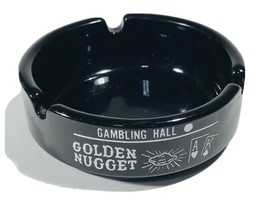 Vintage Golden Nugget Las Vegas Saloon Black Amethyst Glass Ashtray 3.5&quot; - £7.60 GBP
