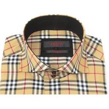 Men's AXXESS Turkey Sports Dress Shirt 100% Soft Cotton High Collar 724-21 Tan image 12