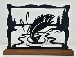 Laser-Cut Wood Fish Art With Wood Base Home Decor Fishing Dad Grandpa Gift - $23.07