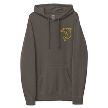 Dolphin Embroidered Unisex pigment-dyed hoodie, Gift for who loves Dolphins, Dol - £54.86 GBP