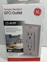 GFCI GE Tamper-Resistant 15 AMP Self Test GFCI Outlet Light Almond 32076  - £11.86 GBP