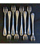 8 Katsch Silver Plated Cocktail Dessert Forks Fiddle &amp; Thread Pattern - £78.68 GBP