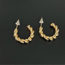 Golden Twisted Semi Hoop Earrings S8, New! - £13.81 GBP