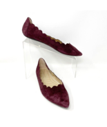 Adrienne Vittadini Womens Maroon Suede Leather Scalloped Slip on Flat, S... - £17.16 GBP