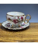 Vintage Royal Sealy China Three Ring Footed Cup &amp; Saucer Iridescent Gold... - $52.13