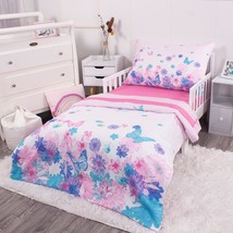 4-Piece Toddler Bedding Sets For Girls, Bed-In-A-Bag Toddler Comforter S... - $78.84