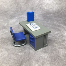 Playmobil Office/ School Desk &amp; Chair Blue &amp; Grey - $6.85