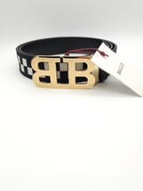 Bally Mens B Chain Leather Fabric Adjustable Reversible Belt Black EU110... - £104.06 GBP