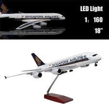 24-Hours 18” 1:160 Airplane Model Singapore Airbus 380 Model Plane w LED... - $118.74