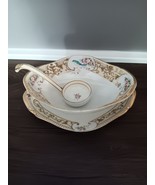 Nippon Vintage hand painted sauxe bowl with plate and ladle - $218.50 MXN