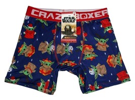 CRAZY BOXER Christmas Star Wars Mandalorian Baby Yoda Santa Presents Boxers Mn&#39;s - £14.38 GBP
