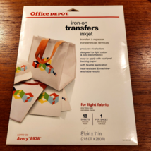 NEW SEALED Office Depot Iron-On Transfers 8.5&quot; X 11&quot; Inkjet 18 SHTS SAME... - $246.81 MXN