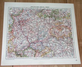 1929 Vintage Map Of Western Germany Hesse Frankfurt Ruhrgebiet / Verso Breslau - £15.09 GBP