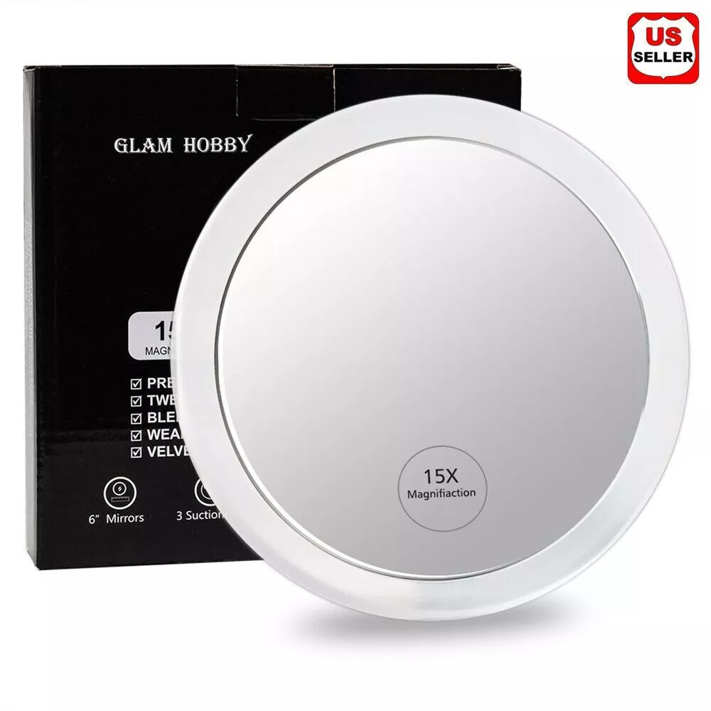 Magnifying Make Up Mirror 15x 6 Inch Round Large View Easy Suction Cup M... - $352.34 MXN