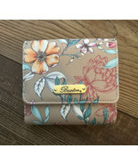 Buxton Wallet Card Case Multicolor Floral Vegan Leather Gold - $13.47