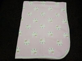 Just Born Pink White Reversible Polka Dot Bunny w/Glitter Bow Baby Blanket NWOT - £39.34 GBP