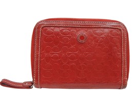 Coach Womens Full Zip Wallet Phone Card Case Red Monogram Signature 5.5x... - £16.61 GBP