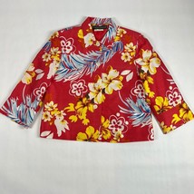 Harve by Benard Holtzman Blazer Womens Size 10 Red Silk Floral Padded Sh... - $37.99