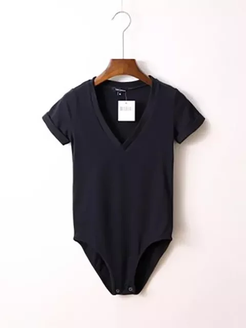 New Solid Color  Big V-neck Slim Slimming One-Piece Short-Sleeved T-Shirt Women&#39; - £77.70 GBP