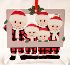 Personalized Christmas Family Ornament Family of 5 in Pajamas - £5.44 GBP