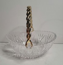 Mikasa Glass Basket Candy Dish with Gold Handle - £13.44 GBP