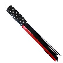 American Usa Thin Red Line Fire Fighter Flying 60 Inch Wind Sock - Polyester Win - £3.90 GBP