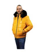 BARYA NEW YORK Men&#39;s Puffer Leather Jacket with Fox fur - £229.78 GBP