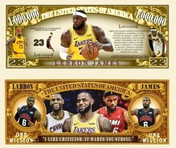 ✅ LeBron James LA Lakers NBA 50 Pack Collectible Novelty 1 Million Dollar Bill ✅ - £14.83 GBP