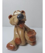 Bill Hicks Pottery Bear Figurine Handmade Studio Art Signed Honey Pot - £22.06 GBP