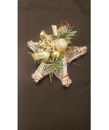 Primitive Grapevine Star - Gold Accent Christmas Ornament wall hanging - £4.83 GBP