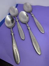 JOHN DEERE 4 Engraved Stainless  Oval Soup Spoons Flatware Kitchen Utensils  - £22.80 GBP