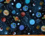 Cotton Planets Outer Space Stars Constellations Blue Fabric Print BTY D4... - $13.95