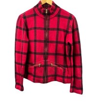 Lauren Ralph Lauren Jacket Women Large Red Plaid Full Front Zip Mock Nec... - £32.44 GBP