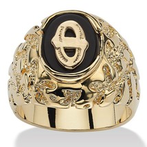14K Gold Onyx Letter O Initial Nugget Ring Size Gp 8 9 10 11 12 13 - £79.92 GBP