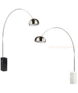 Stainless Steel Square Stem Arched Floor Lamp White or Black Marble Base - $654.95