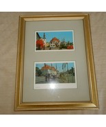 Set of 2 vintage 60&#39;s framed &amp; matted color postcards of Lampertheim Ger... - $20.00