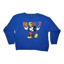 Vtg Mickey Unlimited Disney Spellout Sweatshirt Unisex One Size Blue Brazos USA - £30.63 GBP