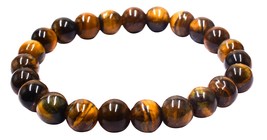 Tiger Eye Crystal Bracelet, 8-MM beads Removes Negative Energy - £15.81 GBP