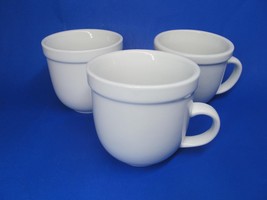 Pottery Barn Suppertime Du Jour White Coffee Mugs Cups Bundle of 3 - £17.38 GBP