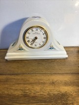 Vintage Laura Ashley Parfums White Floral Ceramic Mantel Shelf Quartz Clock Nice - $18.00