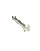 1.5mm Round Clear CZ 14k White Gold Nose Lip Bone Four 4 Prong Setting 1 Piece - £15.02 GBP