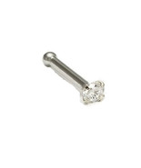 1.5mm Round Clear CZ 14k White Gold Nose Lip Bone Four 4 Prong Setting 1... - $18.99